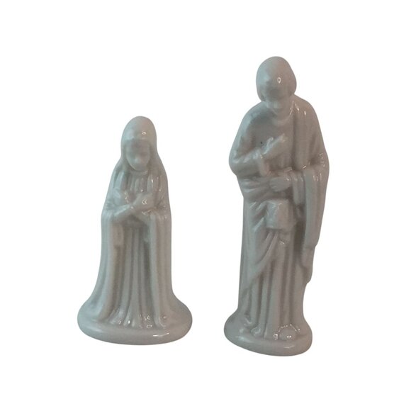 Vintage Ceramic Bisque 6 Piece Nativity Set Miniature 3”-4"  White Glazed Taiwan - Picture 8 of 16